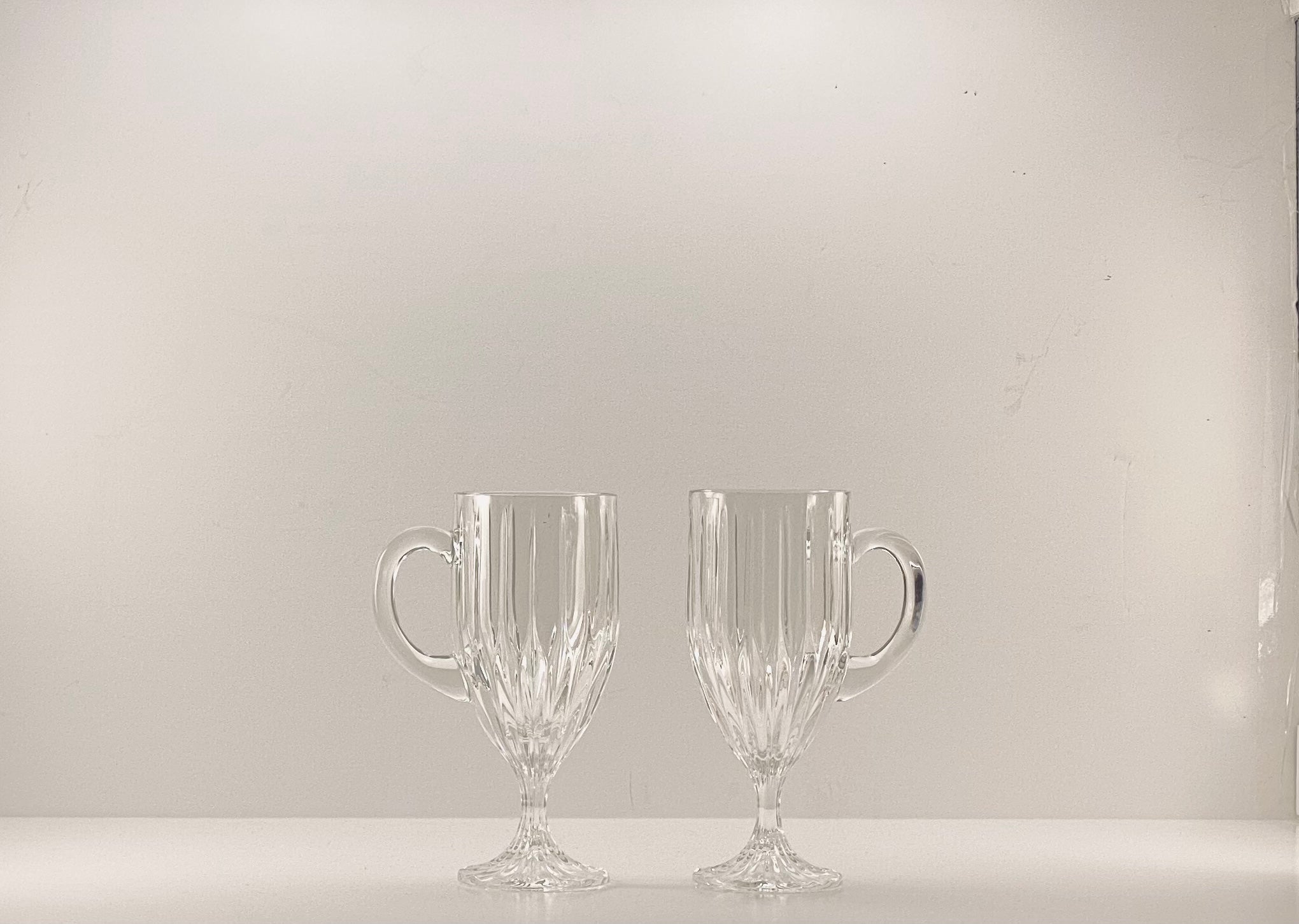 Set of 6 Vintage MIKASA Crystal PARK LANE handled Irish Coffee Cappuccino Mugs Glasses