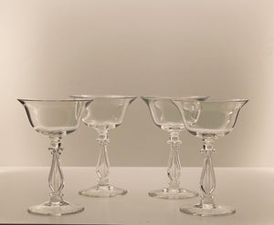 Vintage Cambridge Regency Clear Stradivari Stem Champagne/ Tall Sherbet Glasses - Set of 4