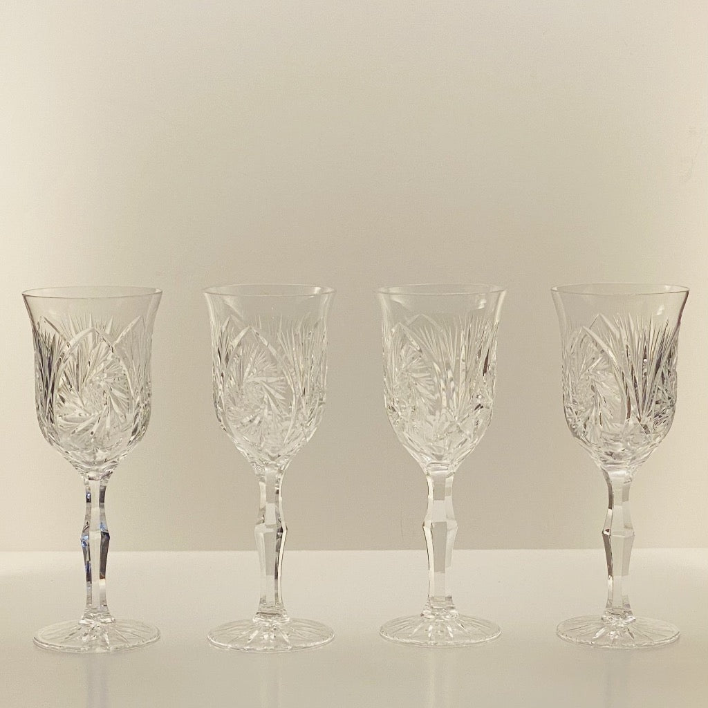 Vintage Cristal D'Arques Longchamp Crystal Wine Glasses- Set of 4