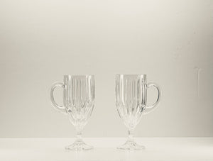 Set of 6 Vintage MIKASA Crystal PARK LANE handled Irish Coffee Cappuccino Mugs Glasses
