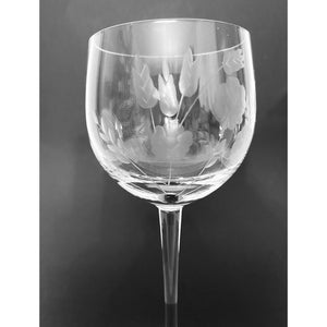 Vintage Crystal Wine Glasses With Floral Etching- Set of 3