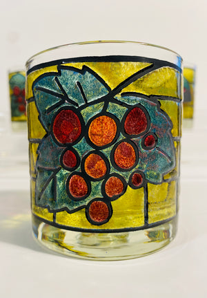 SOLD - Stained Glass Rocks Glasses