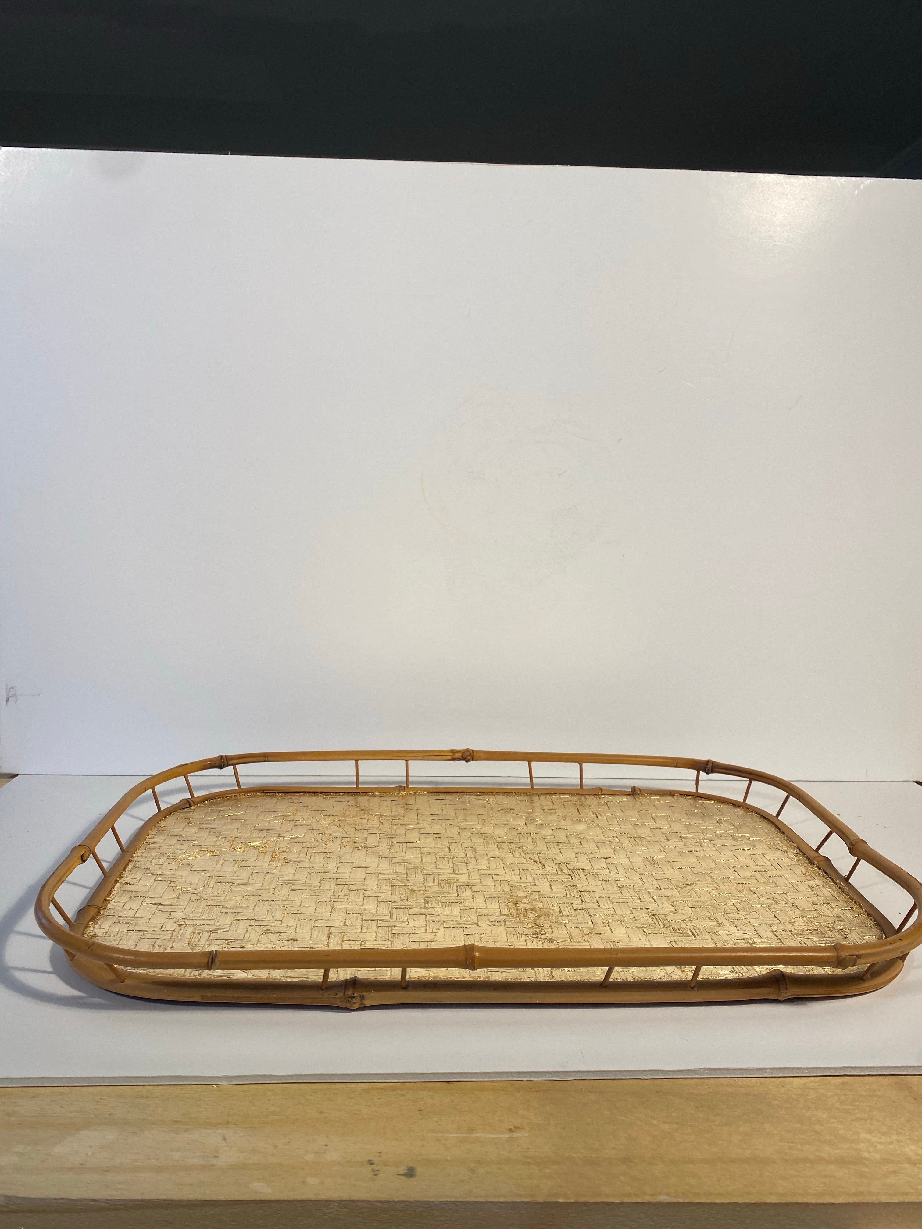 Small tray - gilded brass pocket tray Bamboo style ADNET - BAGUES
