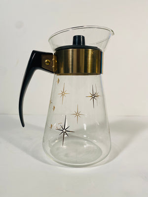 Vintage Corningware Decanter Coffee Pot With Gold Starburst Print Detail