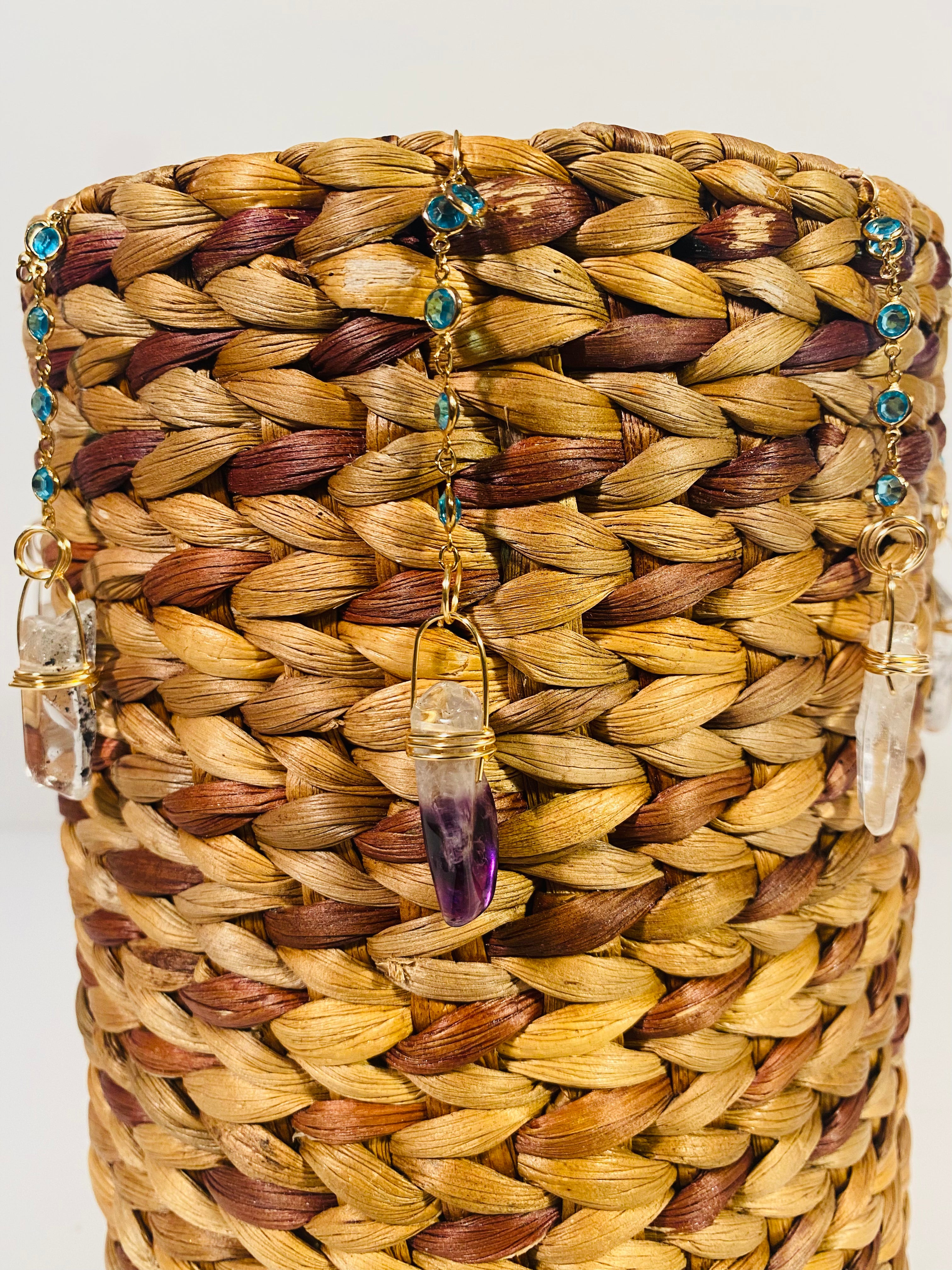 Crystal Embellished Wicker Basket