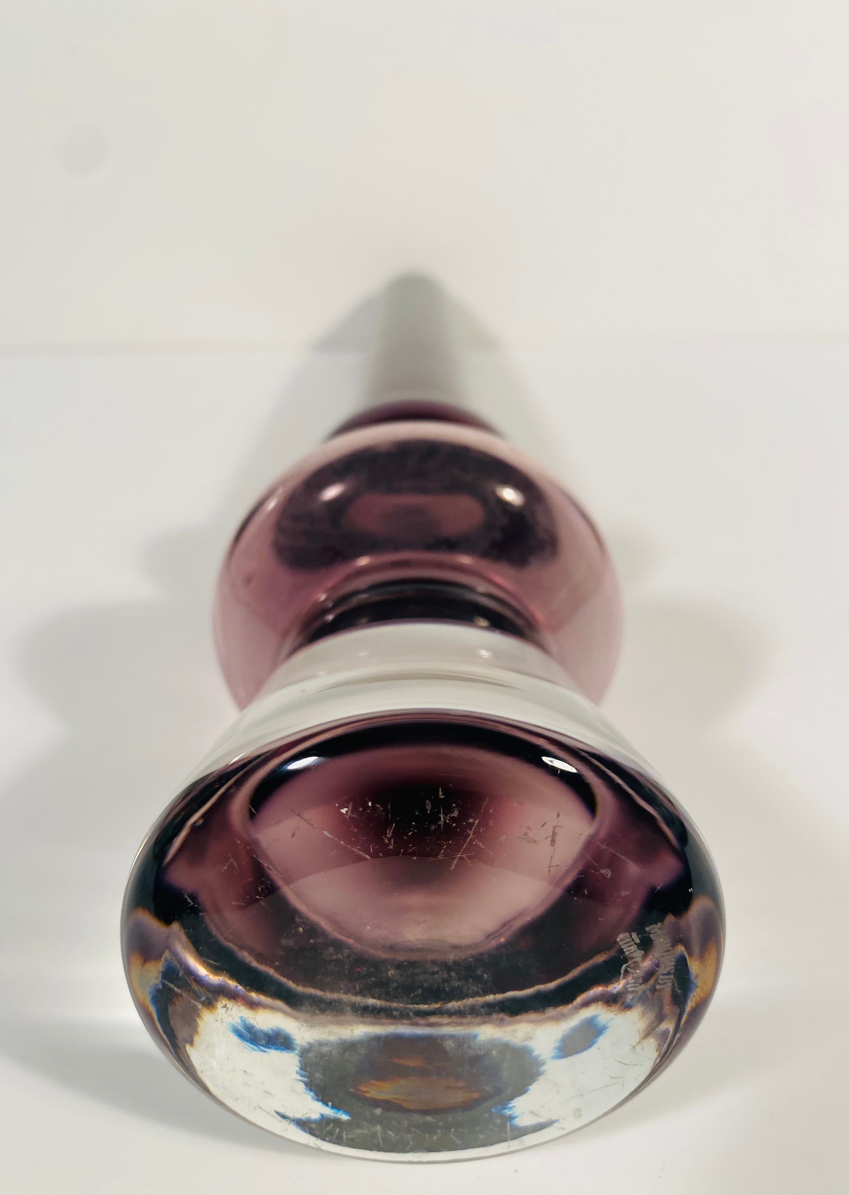 Rare Vintage Marquis By Waterford Crystal Amethyst Cylinder Vase With Clear Base