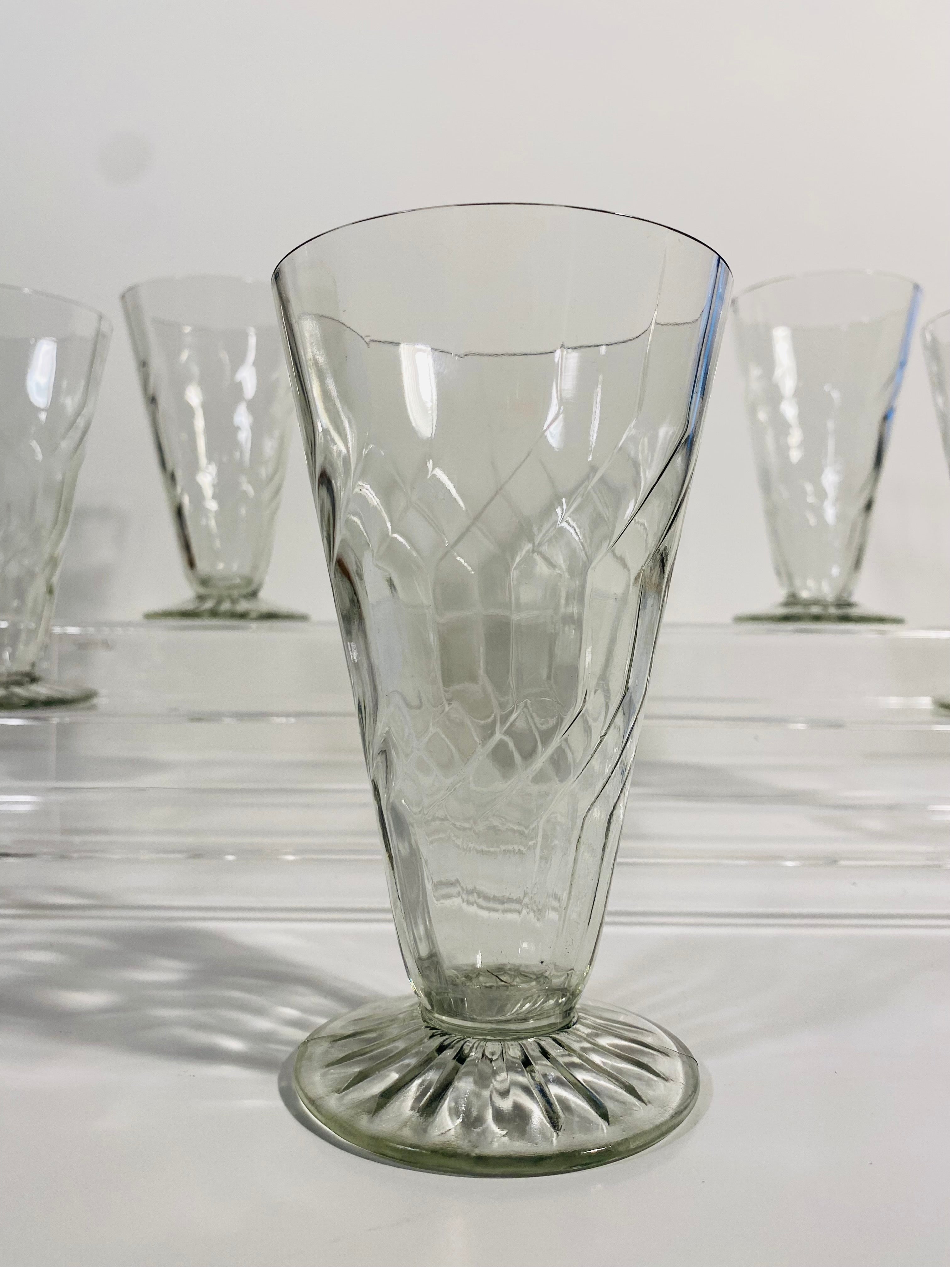 Vintage Art Deco Water Goblet Cocktail Glasses