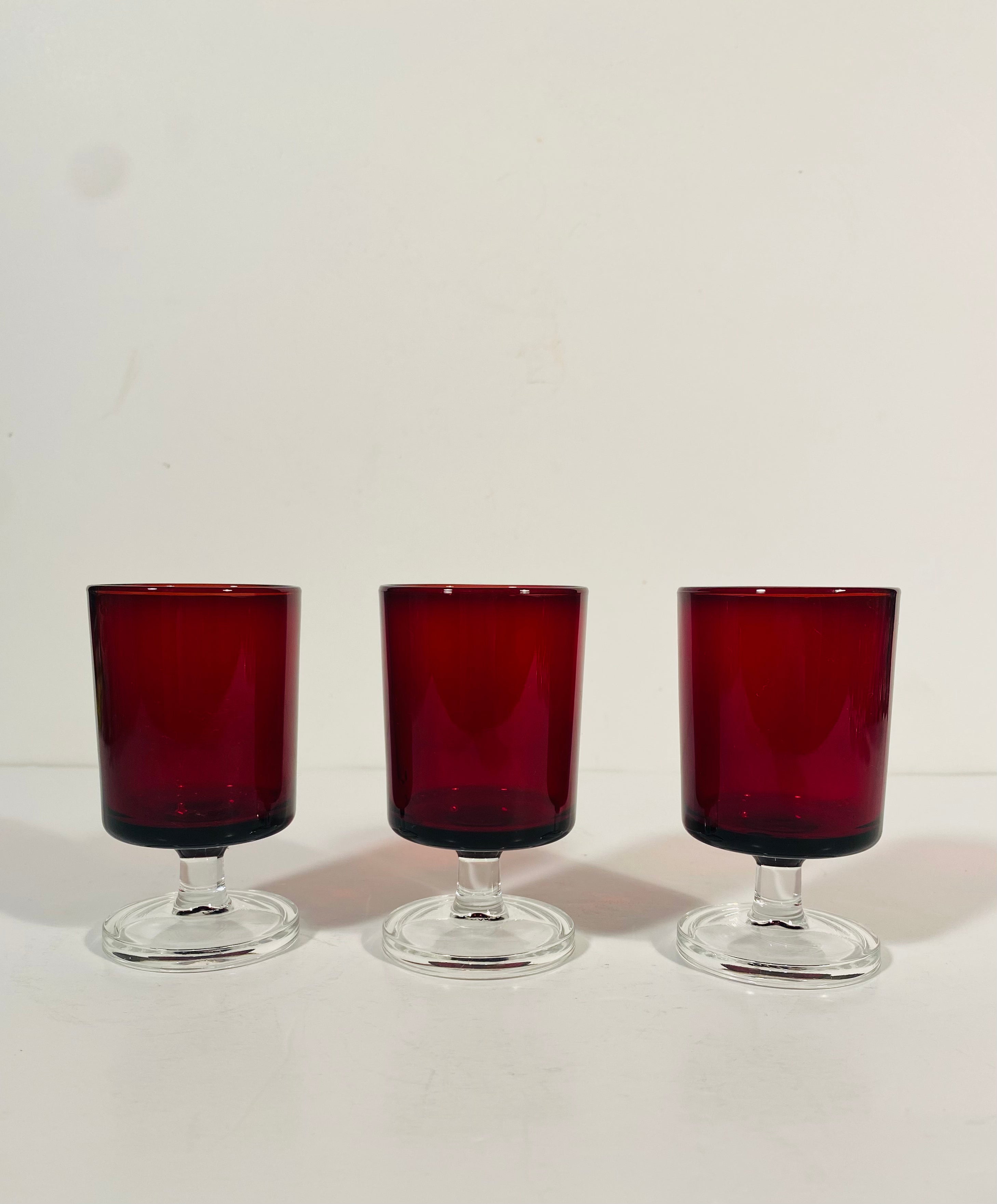Vintage Luminarc Cavalier Ruby Red Aperitif And Old Fashion Glasses- Set of 6