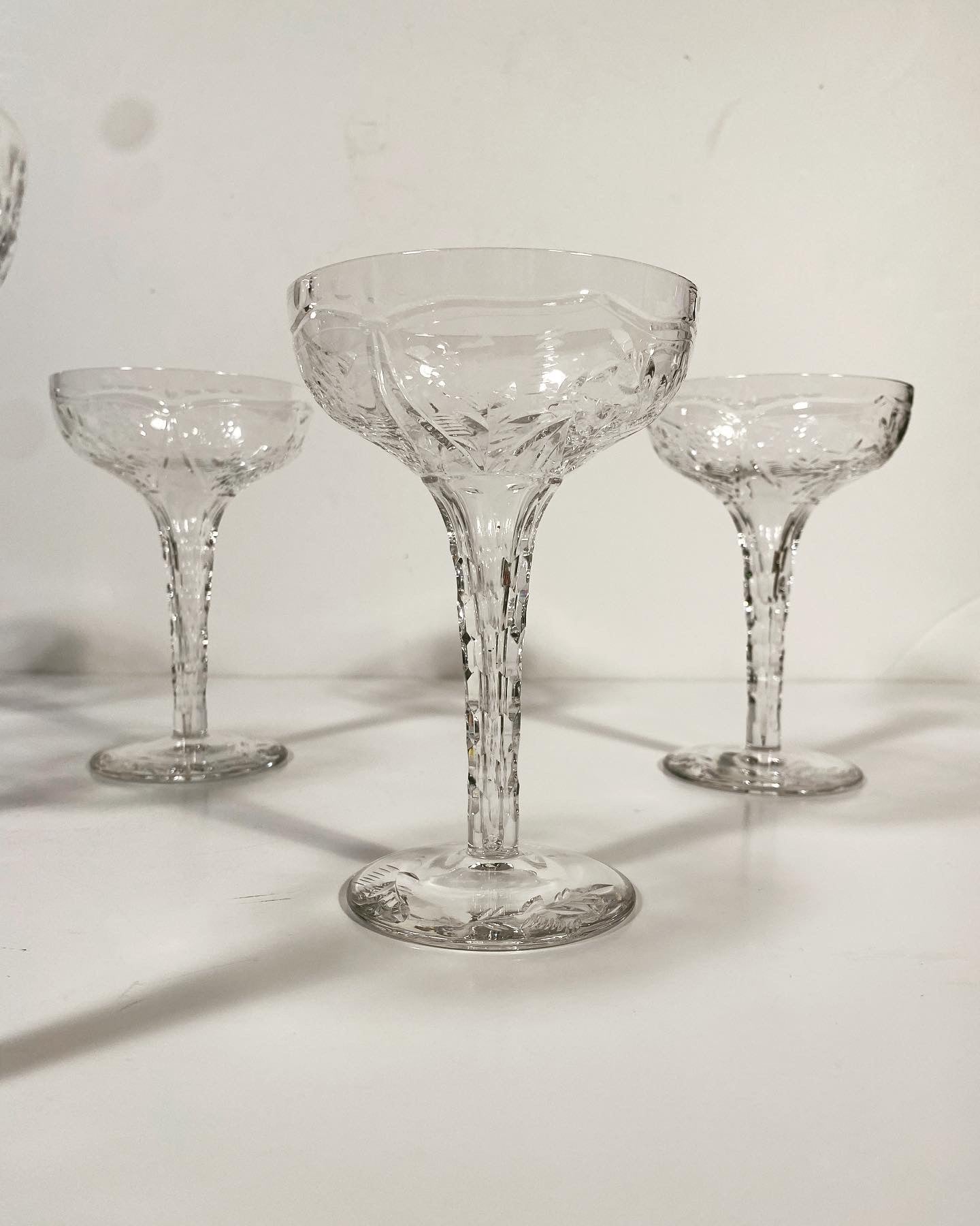 1940’s Libbey Rock Sharpe Champagne Coupes With Hollow Stem - Set of 6