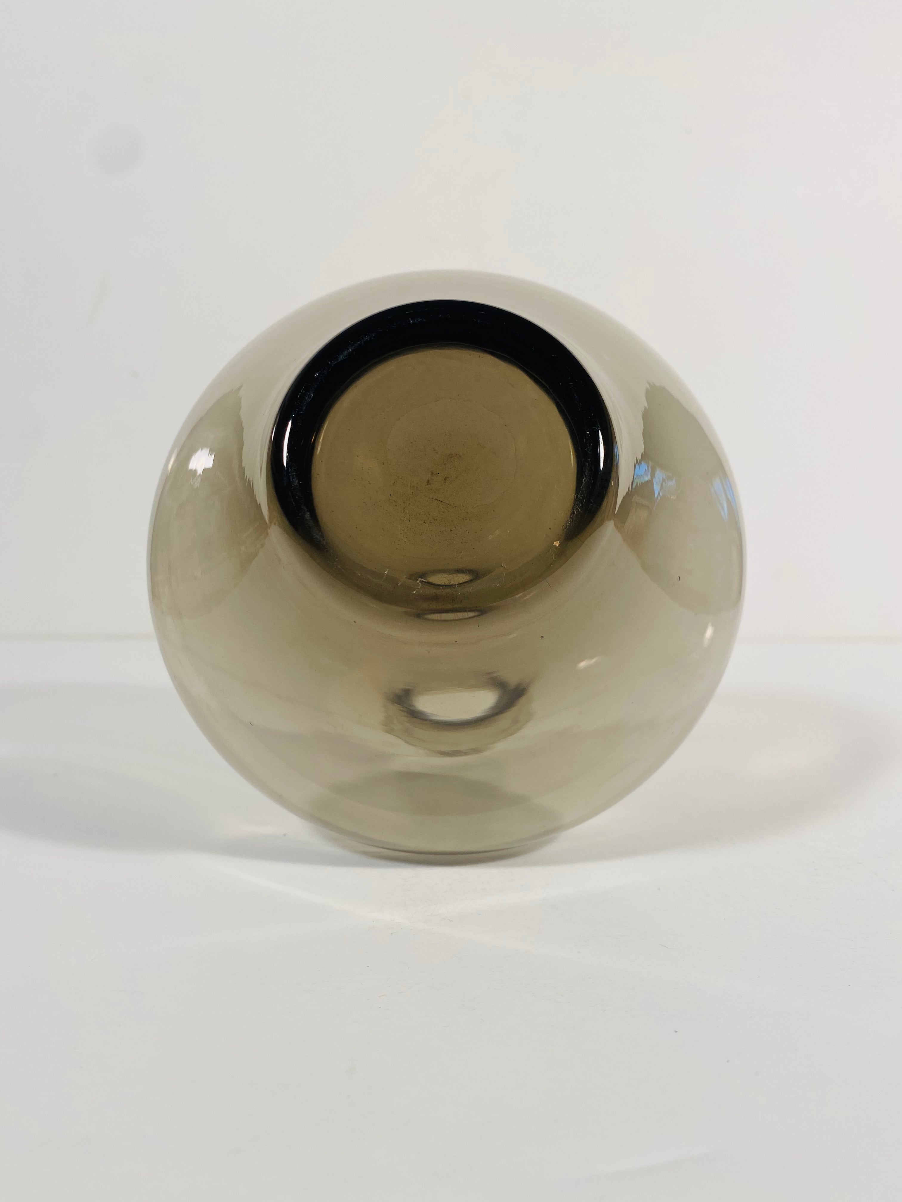Vintage Smoky Black Glass Vase