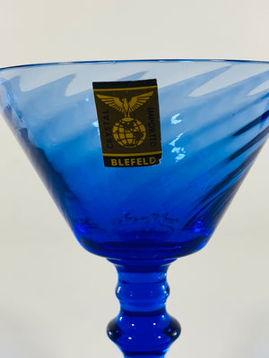 Vintage Cobalt Blue Crystal Wine Glasses - Set of 4