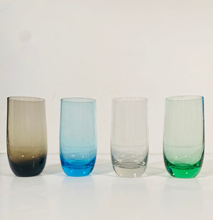 Vintage Colored Tumblers With Rounded Bottom - Set of 4