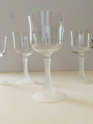 Cristal D'Arques Durand CRA37 Wine/Water Goblet With Frosted Stem Detail - Set of 4