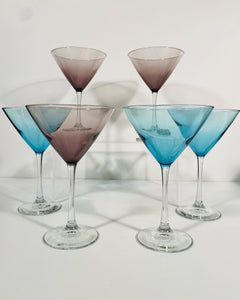 Vintage Aquamarine and Amethyst Martini Glasses