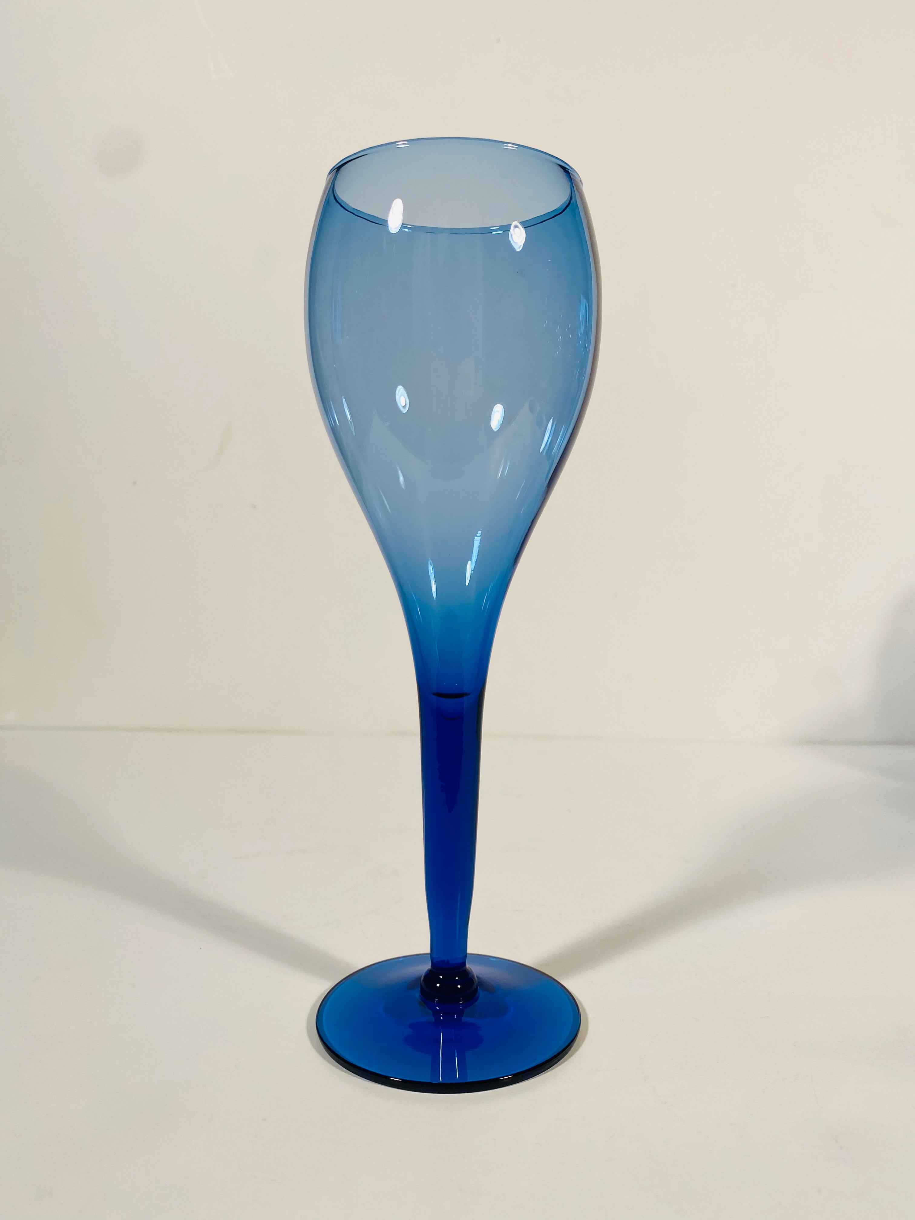 Vintage Cobalt Blue Champagne Flutes - Set of 6