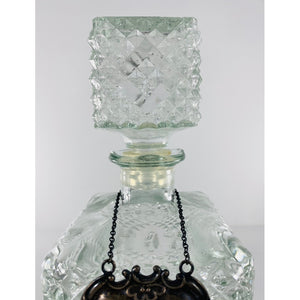 SOLD - Vintage 1960's Diamond Textured Square Glass Decanter