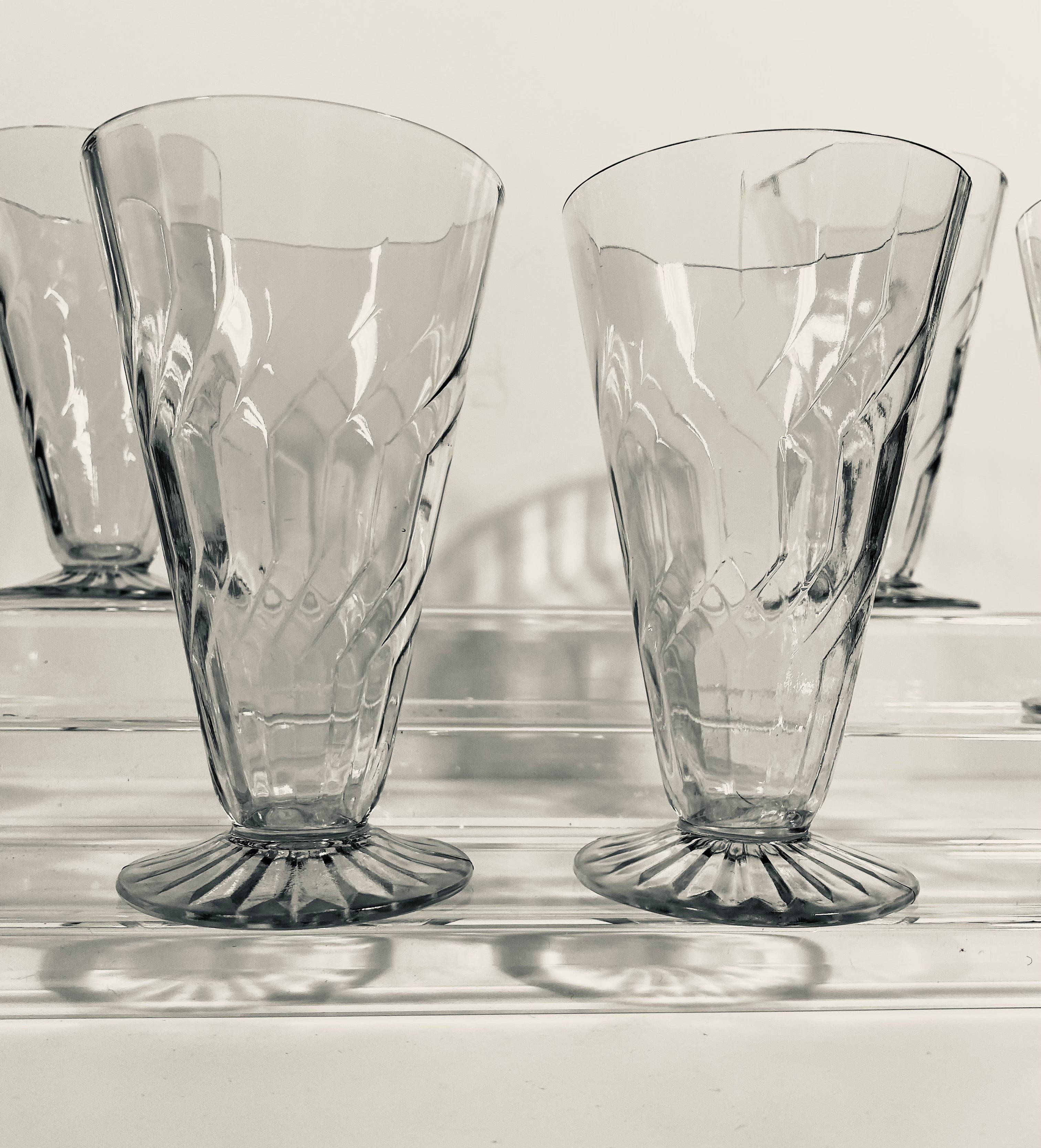 Vintage Art Deco Water Goblet Cocktail Glasses