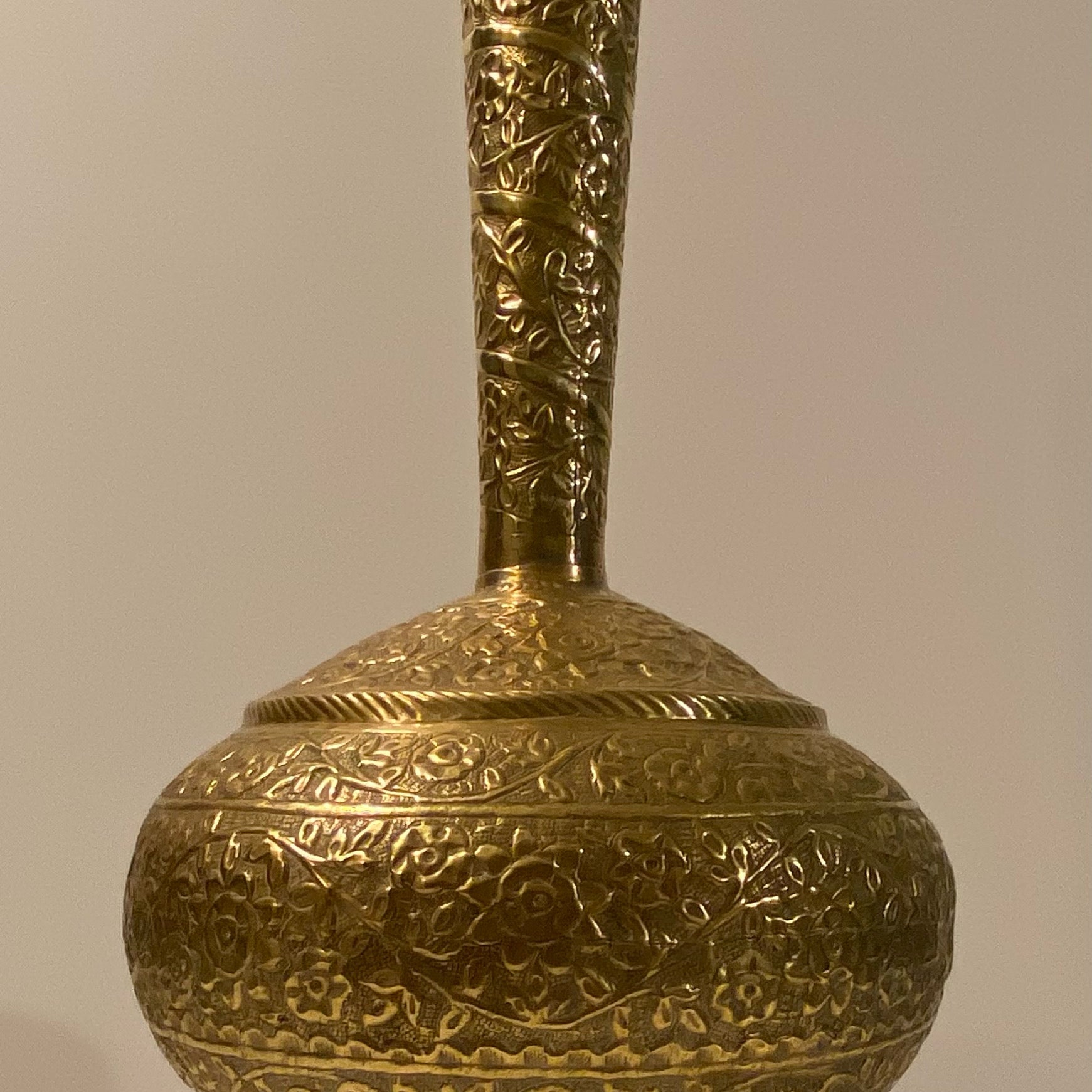 Large Brass Vase With Ornate Detail