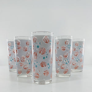 Set of 6 Vintage MID CENTURY MODERN Pastel Frosted Highball Glasses