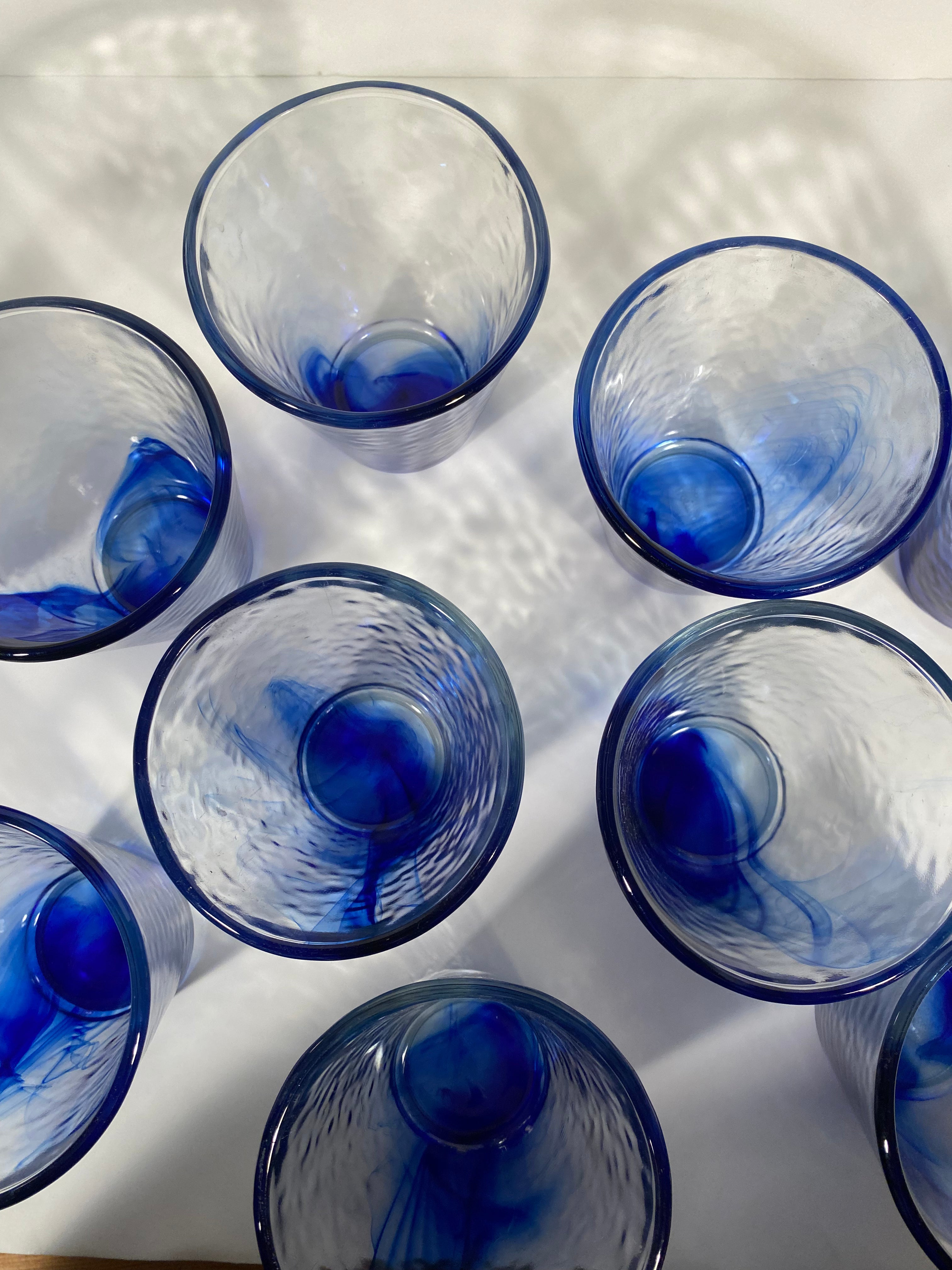Bormioli Rocco Murano Cobalt Blue Low Ball Glasses - Set of 7