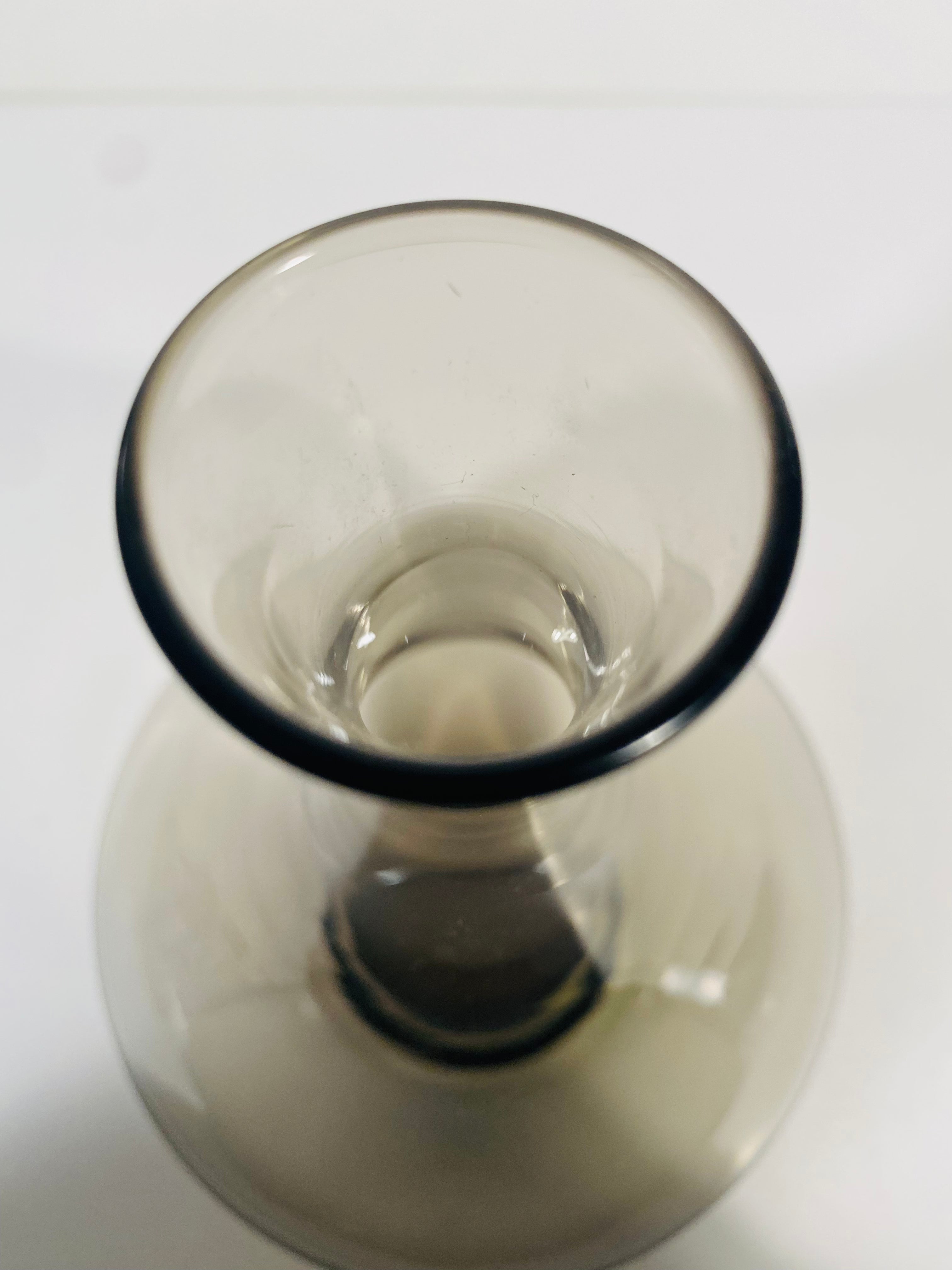 Vintage Smoky Black Glass Vase