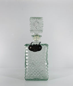 SOLD - Vintage 1960's Diamond Textured Square Glass Decanter