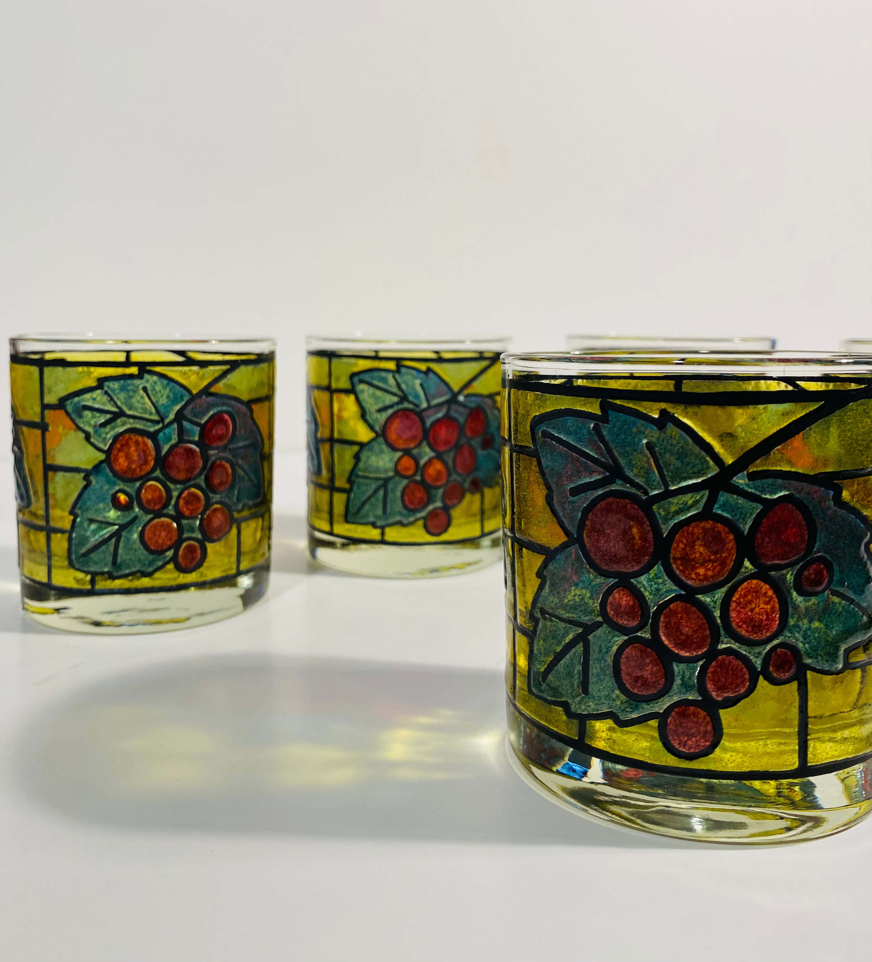 SOLD - Stained Glass Rocks Glasses