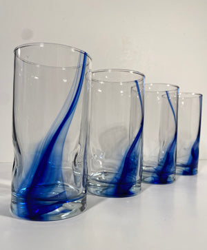Libbey Blue Ribbon Highball Glasses With Dimple Detail - Set of 4