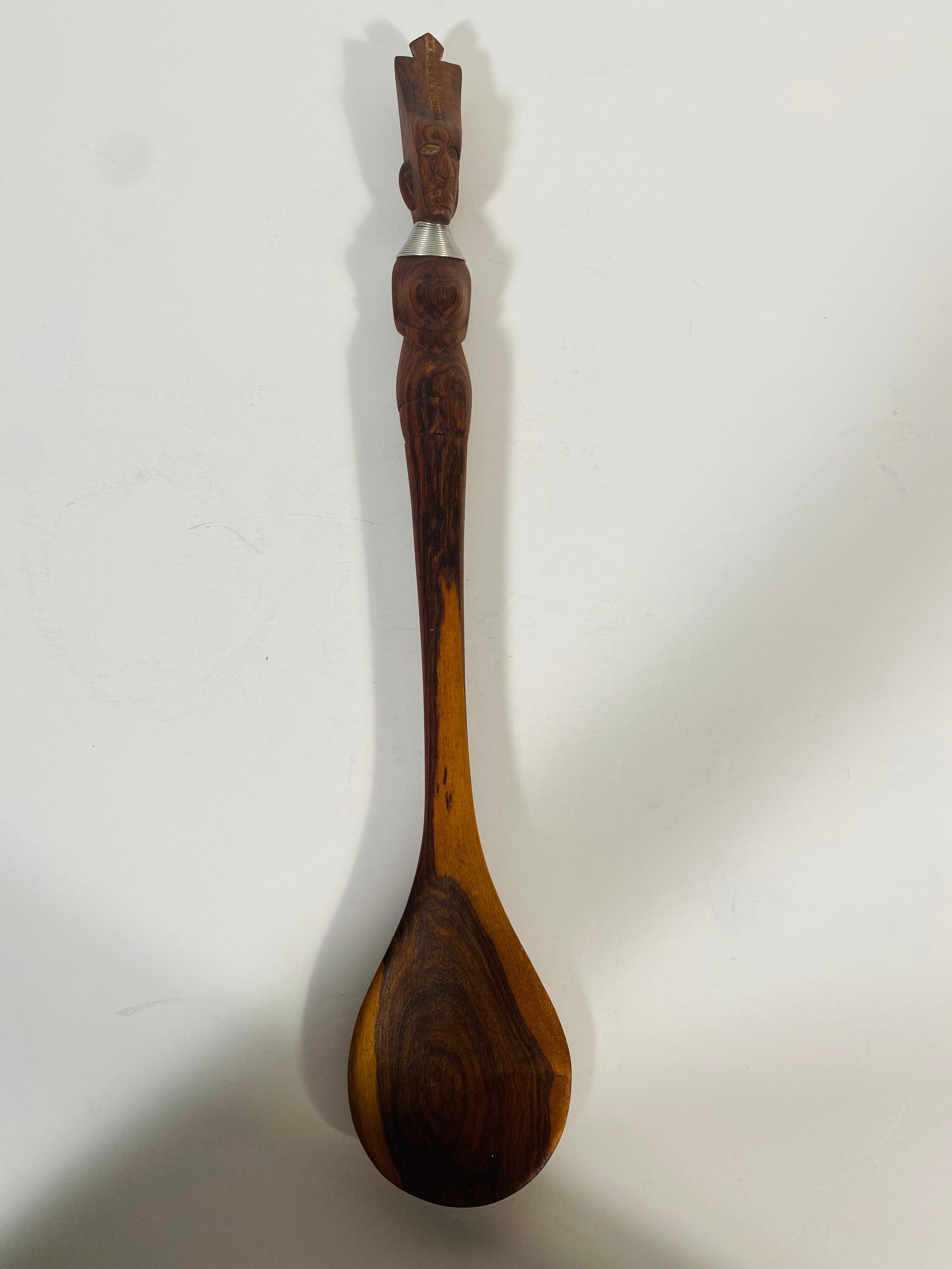 Vintage Hand Carved Wood Figurine Spoon Fork and Knife Set