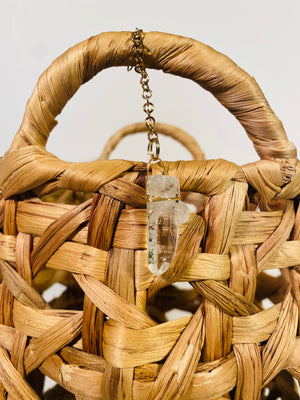 Crystal Embellished Woven Natural Basket With Handles