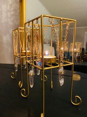 Crystal Embellished Gold Candle Holders