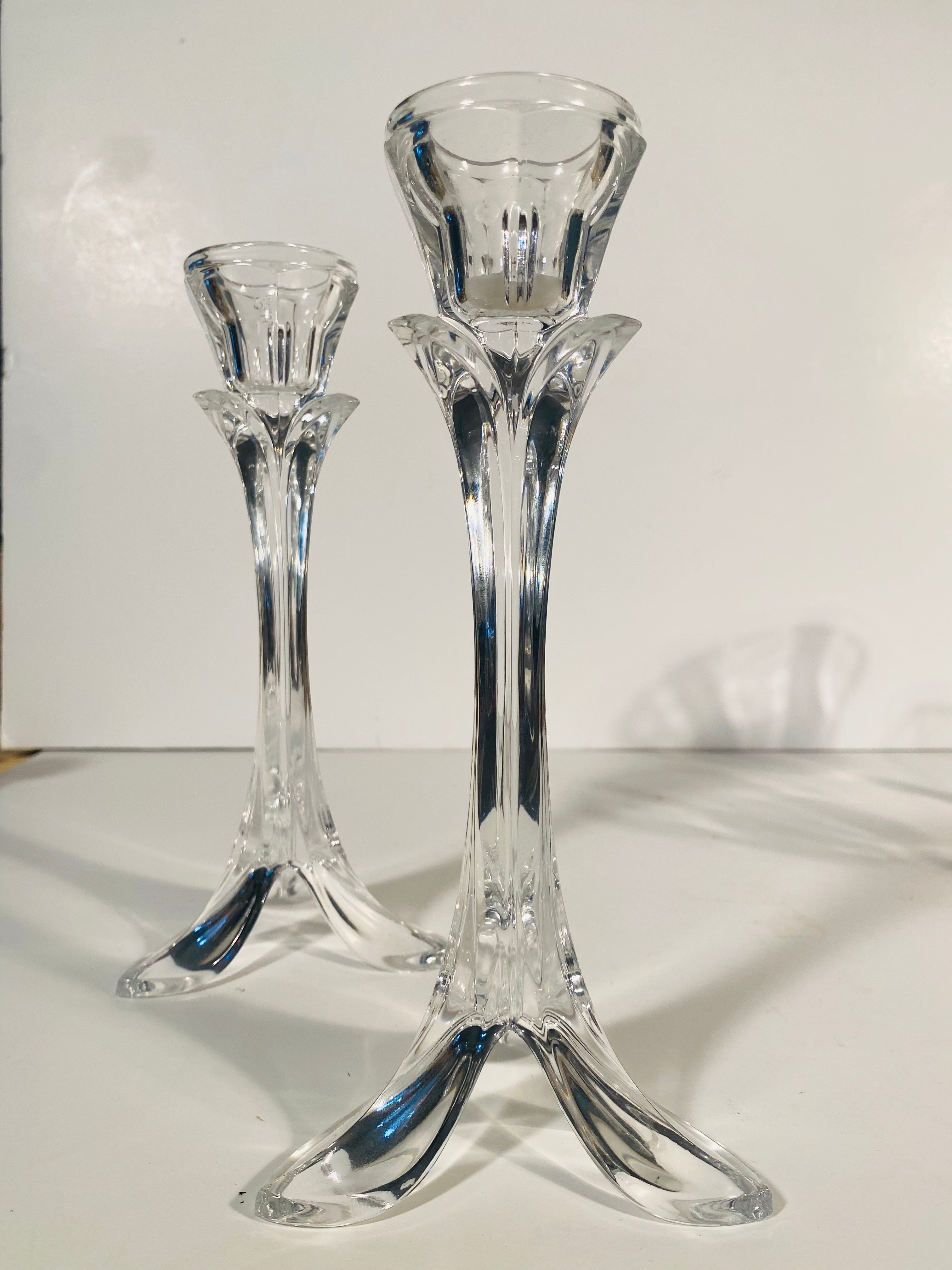 A Pair of Bandol Crystal Candlesticks by Cristal D'Arques Durand