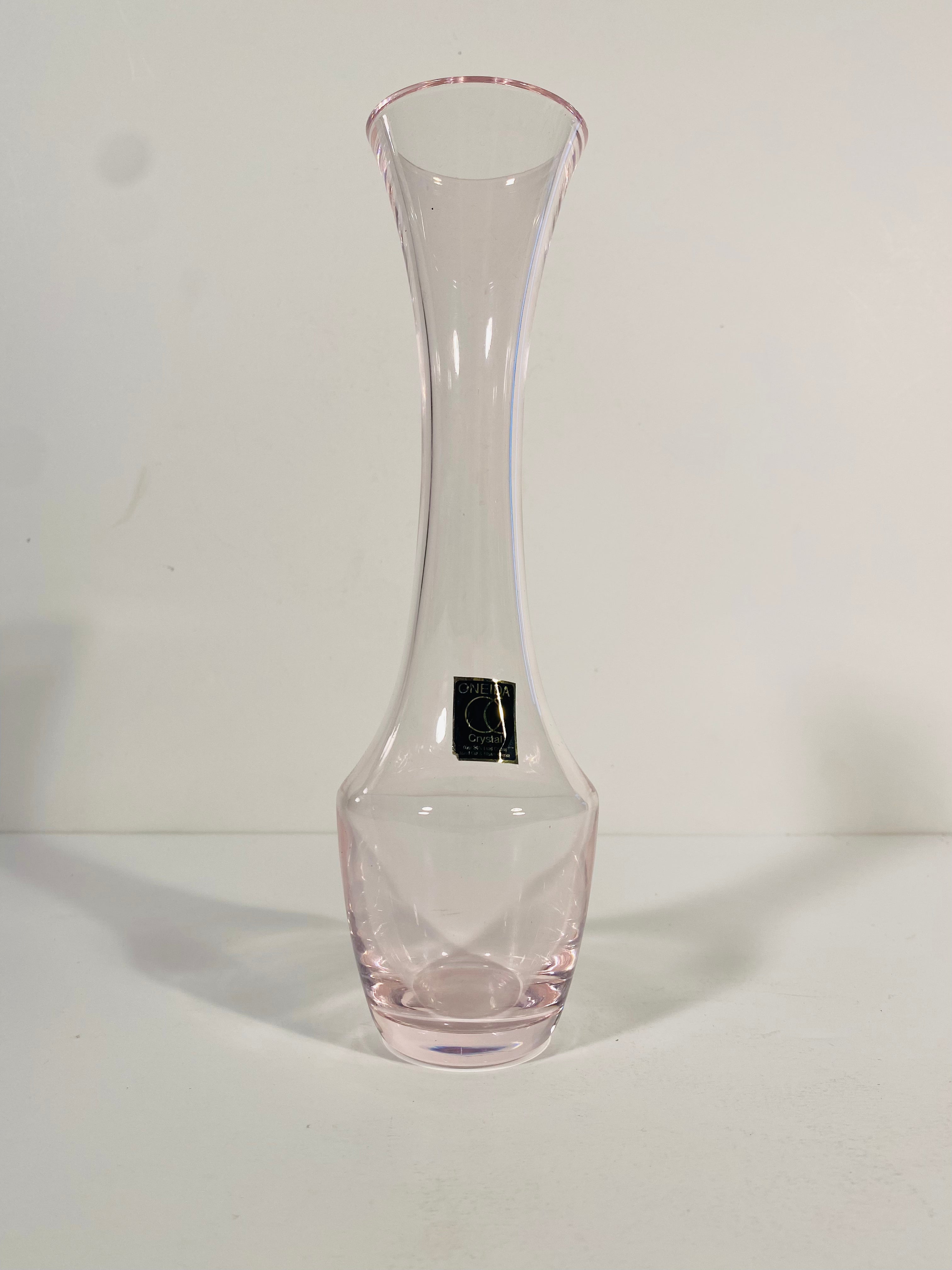 Rare Vintage Pink Crystal Oneida Posy Vase