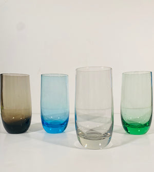 Vintage Colored Tumblers With Rounded Bottom - Set of 4