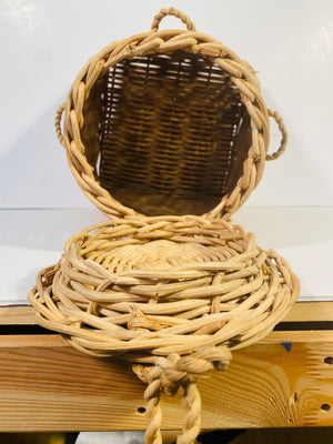 SOLD - Large Vintage Woven Wicker Basket w/Lid