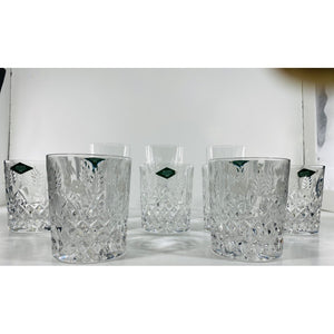 Godinger Shannon Crystal Double Old Fashion Glasses w/ Etched Wheat Flowers