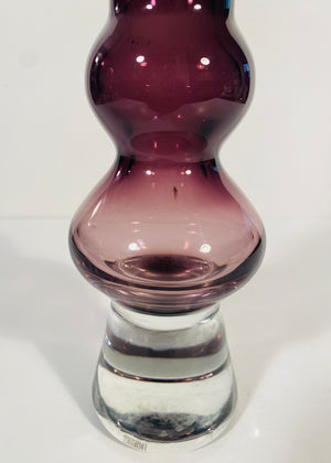 Rare Vintage Marquis By Waterford Crystal Amethyst Cylinder Vase With Clear Base