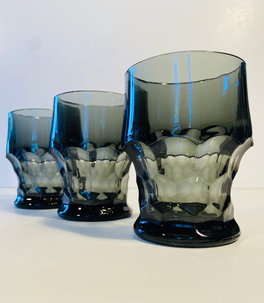 Set of Vintage 4 Smoky Gray Viking glasses by Anchor Hocking – The