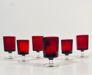 Vintage Luminarc Cavalier Ruby Red Aperitif And Old Fashion Glasses- Set of 6