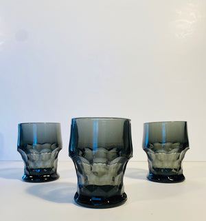 Set of Vintage 4 Smoky Gray Viking glasses by Anchor Hocking