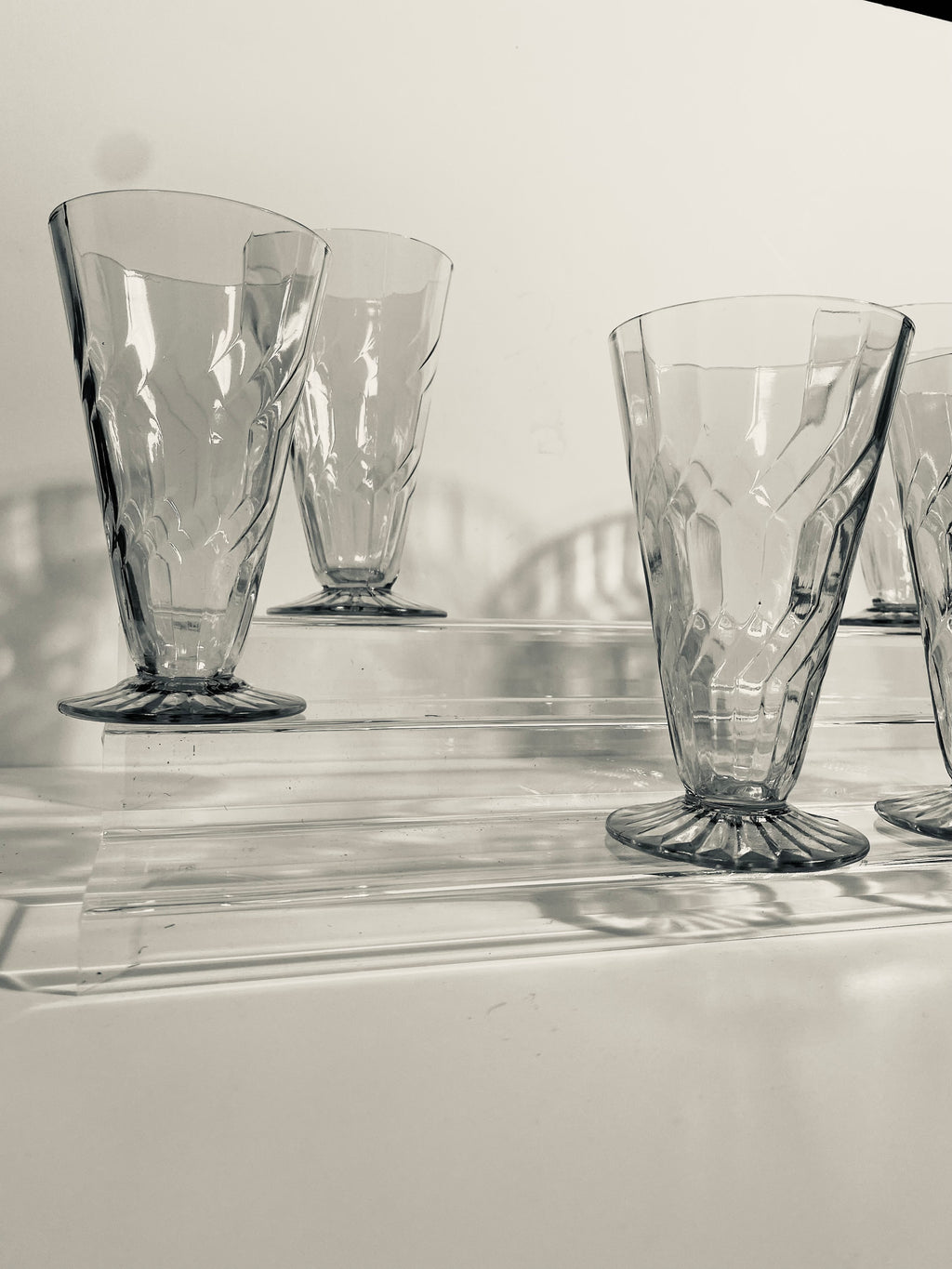 Vintage Art Deco Water Goblet Cocktail Glasses